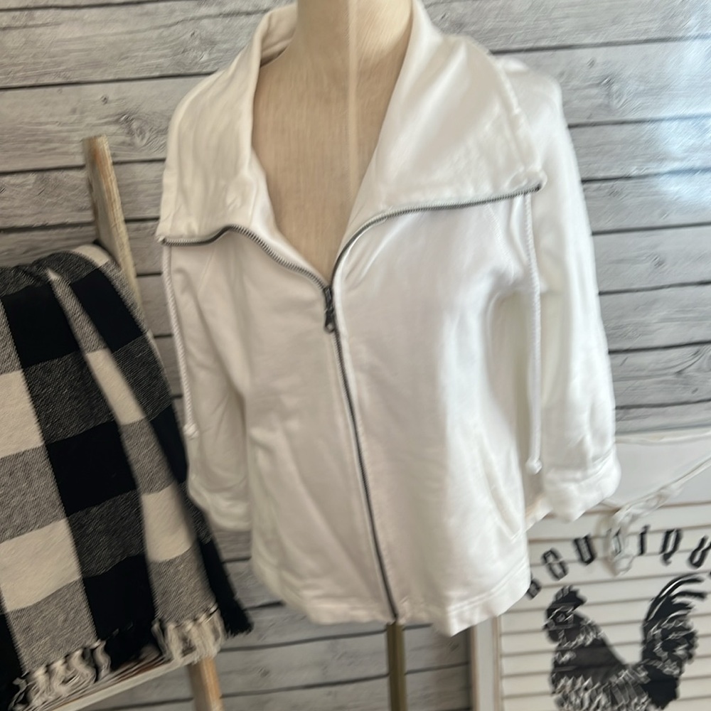 Coldwater Creek crop sleeve zipper jacket